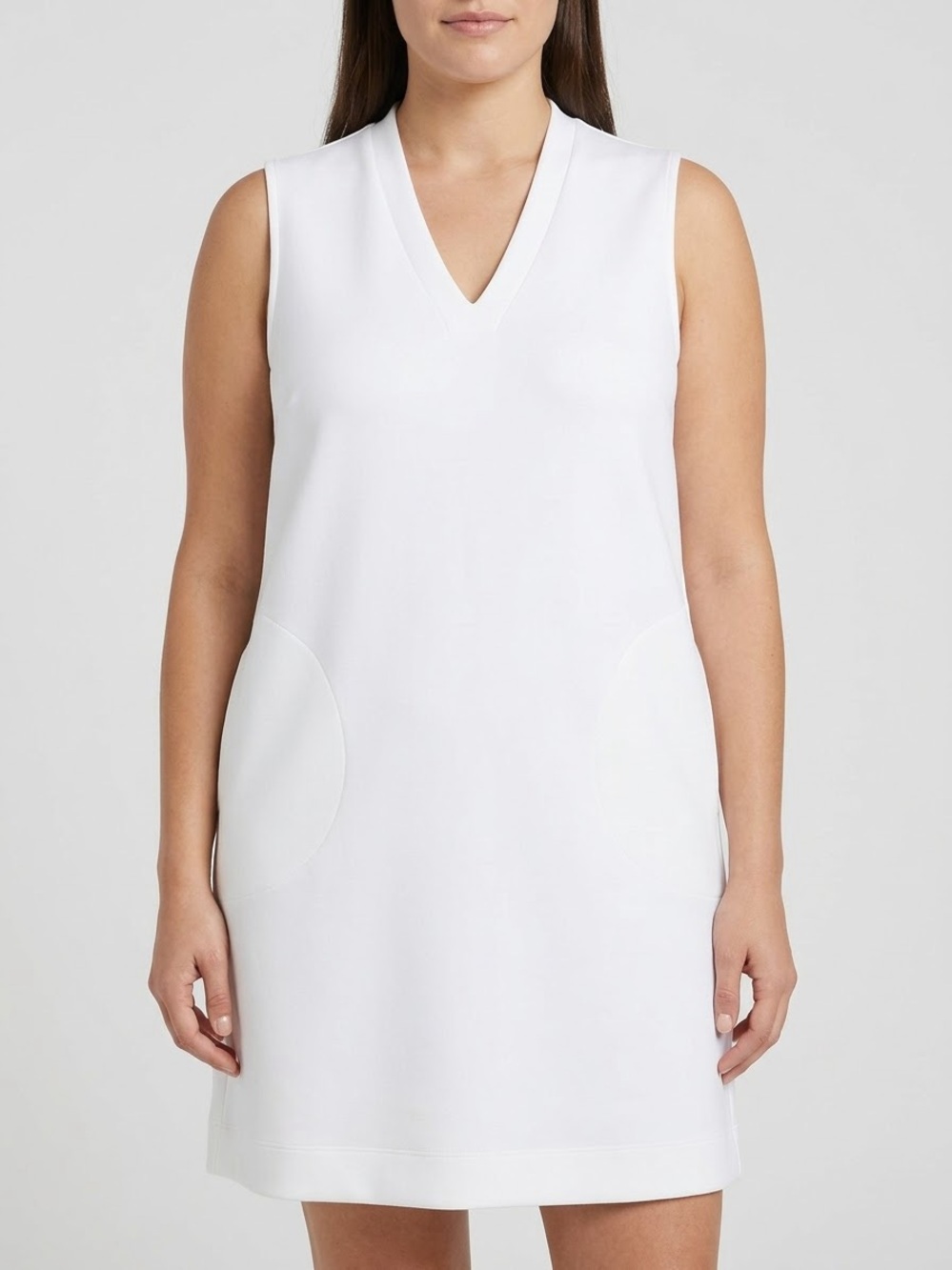 Spanx Air Essentials V Neck Sleeveless Mini Dress in White Size 2X